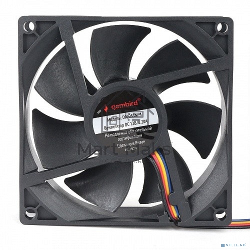 Вентилятор для корпуса Gembird D9225SM-4 черный 92мм 2500rpm 31db 4-pin