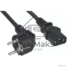 Кабель питания Filum FL-PC-SH90/C13-C2-3.0-BK ПВС-АП 3x1.5 CEE 7/7(Schuko) угловая  - C13, 220/250В, 10А, чёрный, 3м