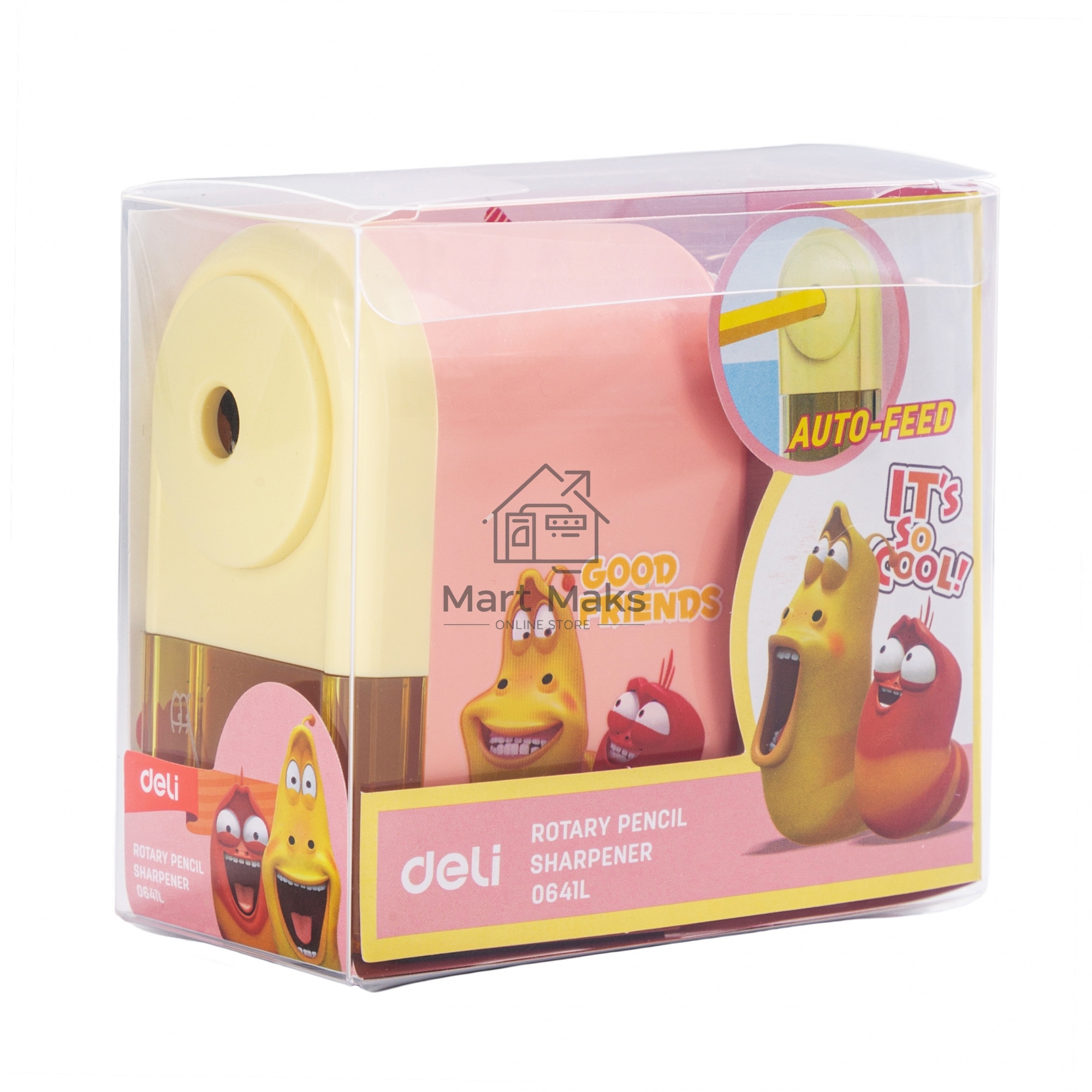 Точилка для карандашей механическая Deli E0641L Larva, 1 отверстие, пластик, ассорти