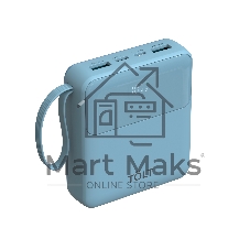Портативный аккумулятор TOLT Lit LT-LI10S, 10000mAh, 22,5W, fast charging and PD, light blue/ Powerbank TOLT Lit LT-LI10S, 10000mAh, 22,5W, fast charging and PD, light blue