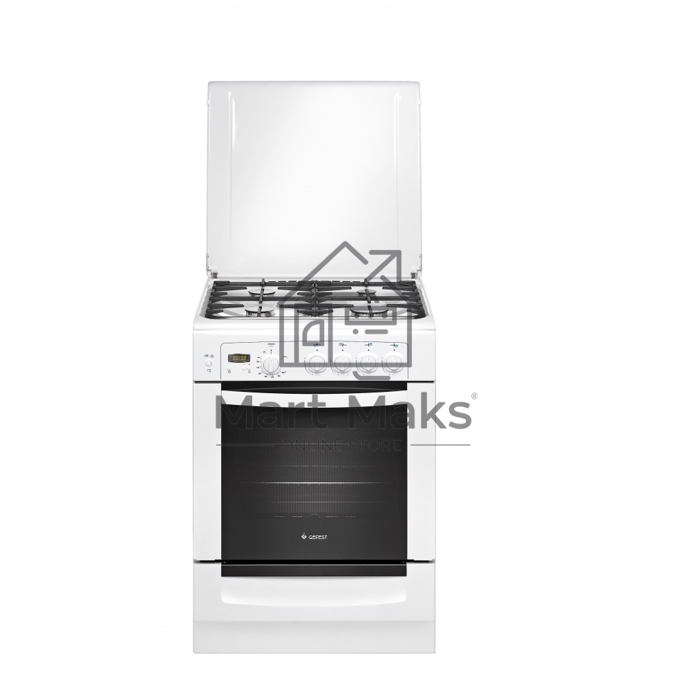 Плита газовая Gefest ПГ6100-03 белый, конфорок 4 шт, духовка 52 л, 60 см x 85 см x 60 см