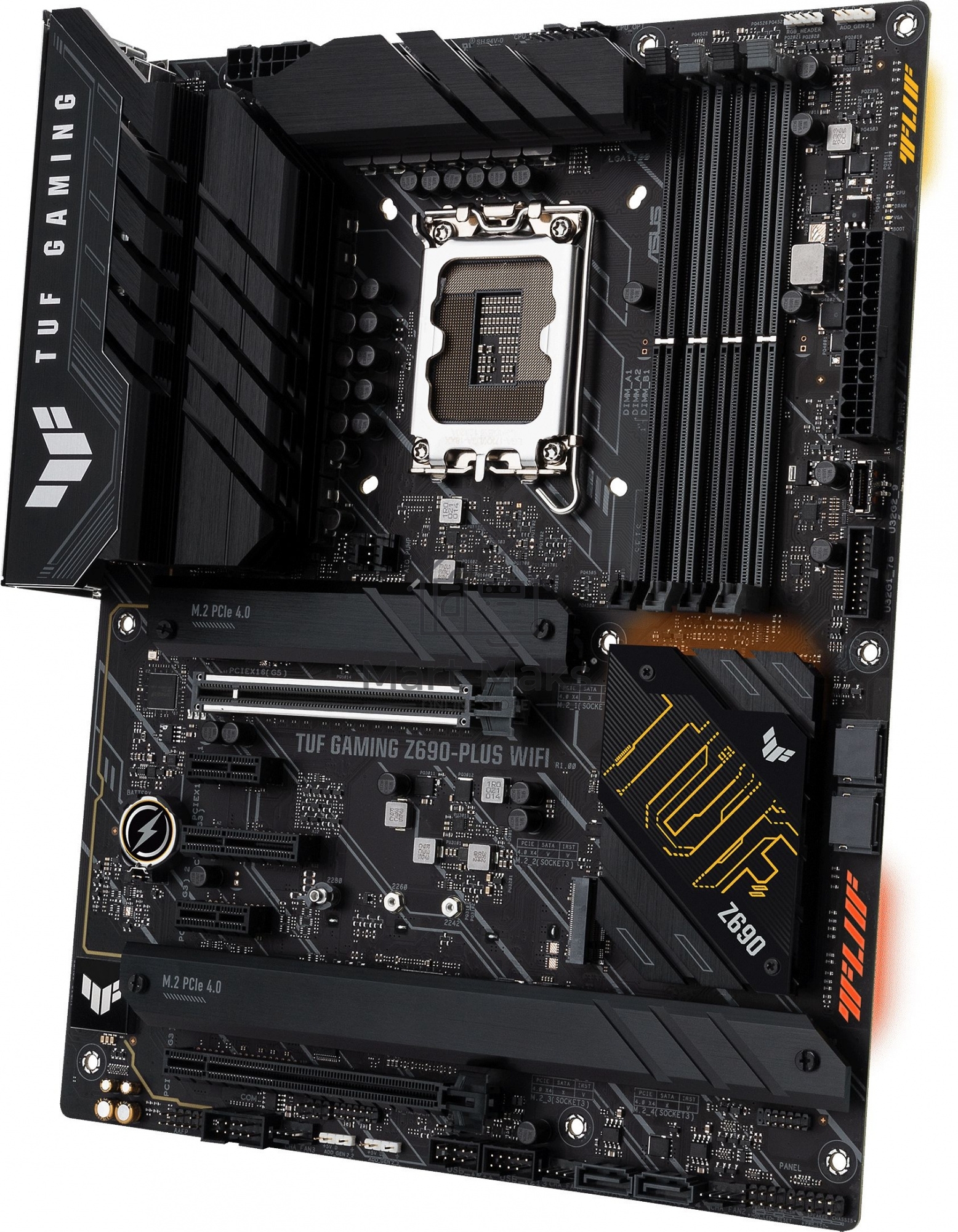 Материнская плата ASUS TUF GAMING Z690-PLUS WIFI, LGA1700, Z690, 4*DDR5, DP+HDMI, CrossFireX, SATA3 + RAID, Audio, Gb LAN, USB 3.2*8, USB 2.0*2, COM*1 header (w/o cable), ATX; 90MB18V0-M0EAY0