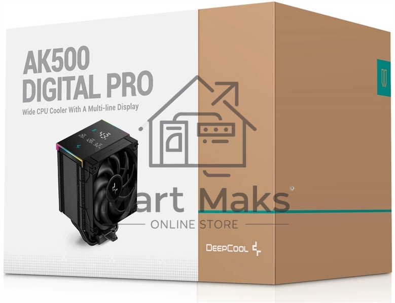 Кулер для процессора DEEPCOOL AK500 DIGITAL PRO черный, 120 мм, алюминий/медь, 1750 об/мин, 25 дБ, 4 pin, 162 мм