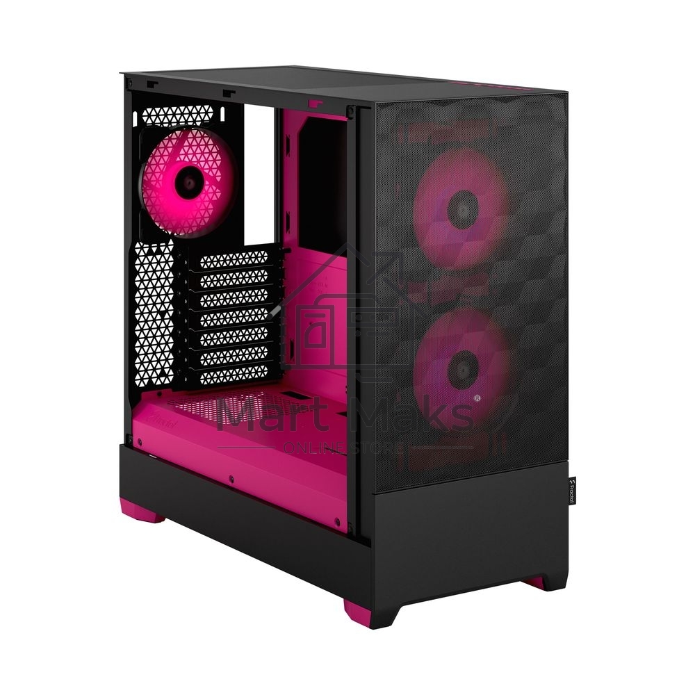 Корпус ПК без блока питания Fractal Design Pop Air RGB Magenta Core TG Clear Tint, Midi-Tower, 3x120mm RGB, 2xUSB-A 3.2 ATX, mATX, mITX черный/магента