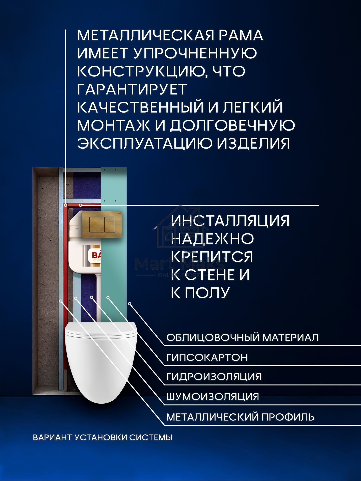 Комплект BAU 6 в 1: рамная инсталляция BAU NEO 45, унитаз подвесной безободковый вихревой со скрытым сливом Bau Dream Hurricane3, сиденье дюропласт микролифт, кнопка смыва BAU Stil, бронза