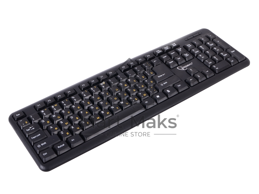 Клавиатура Gembird KB-8320U-Ru_Lat-BL, черный, USB, кнопка переключения RU/LAT,104 клавиши