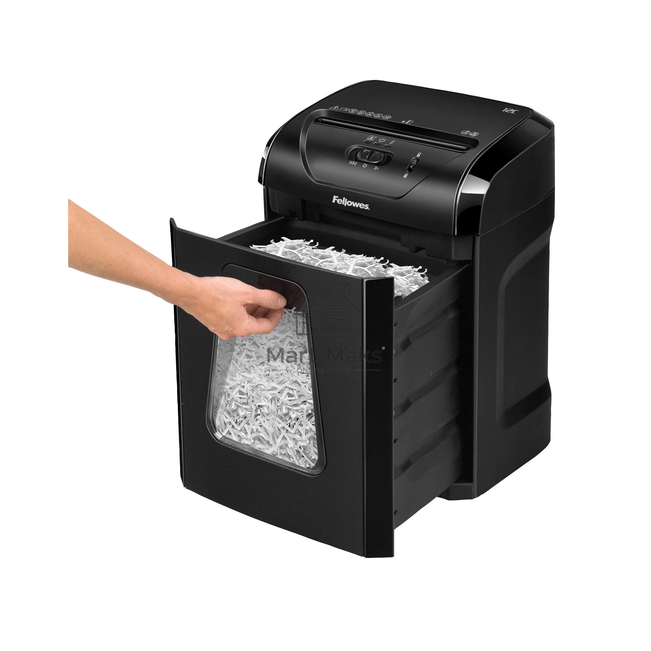 Шредер Fellowes PowerShred 12C FS-71201 DIN P-4, 4х40мм, 12лст., 18лтр.,Safety Lock