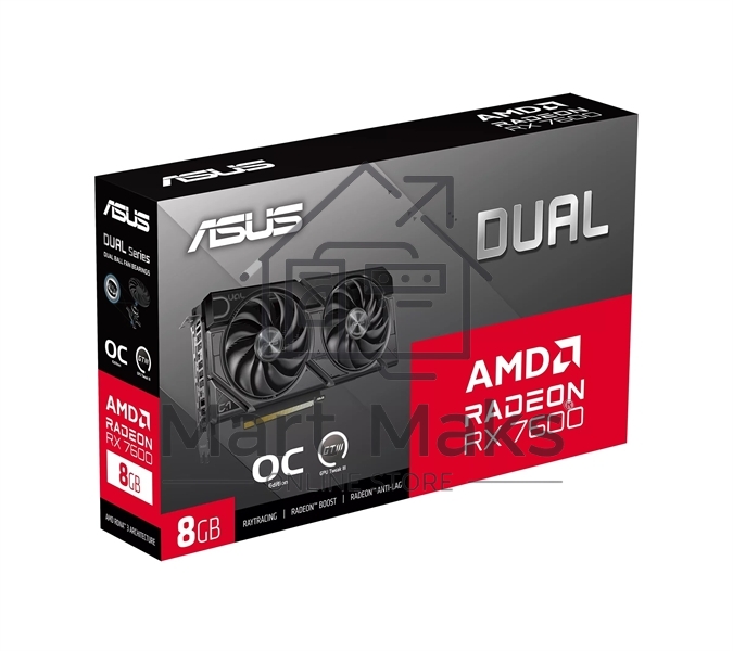 Видеокарта Asus AMD Radeon RX 7600 8Gb PCI-E DUAL-RX7600-O8G-EVO 128bit GDDR6 2280/18000 HDMIx1 DPx3 HDCP Ret