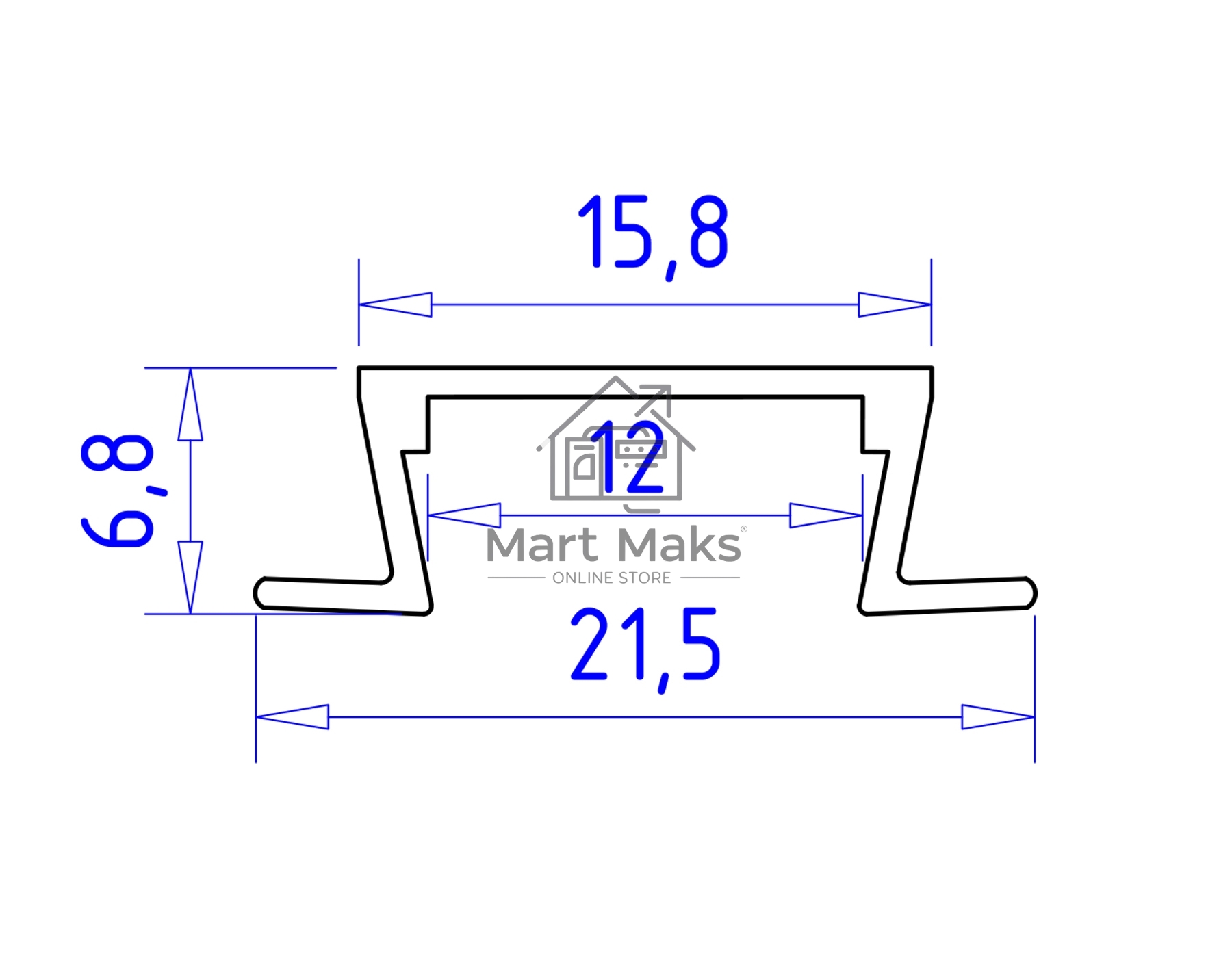 Алюминиевый профиль Ambrella light GP1001WH белый 2000*21.5*6.8
