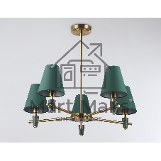 Люстра Ambrella light LH75051/5 BS/GN латунь/зеленый E14*5 max 40W D700*580