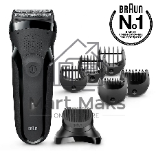 Электробритва Braun S3 300BT черная сухое бритье с триммером для бороды тип 5408