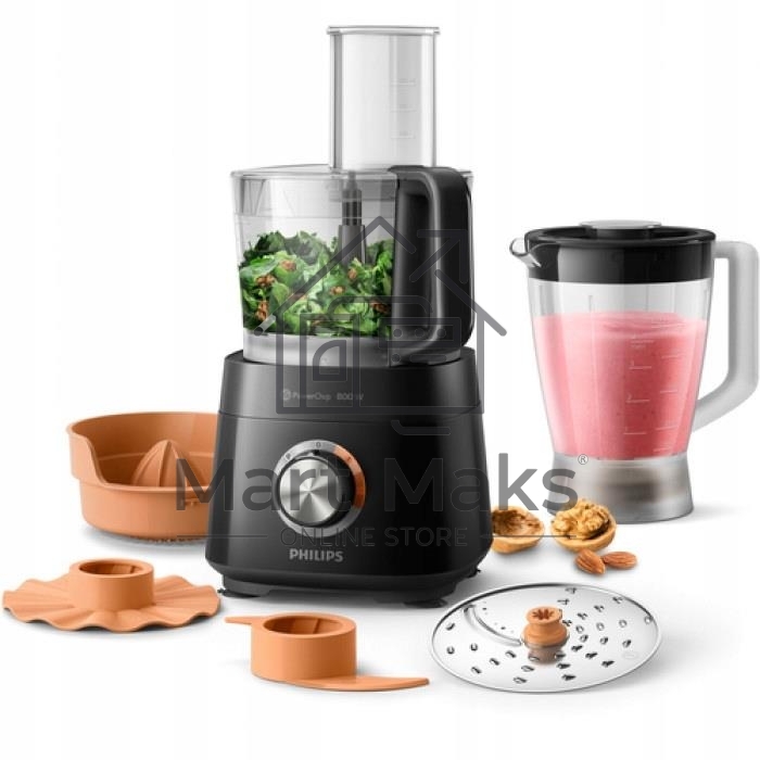 Кухонный комбайн Philips Viva Collection HR7510/10 6 в 1, 800 Вт, Насадки: 5, Скорости: 2+турбо
