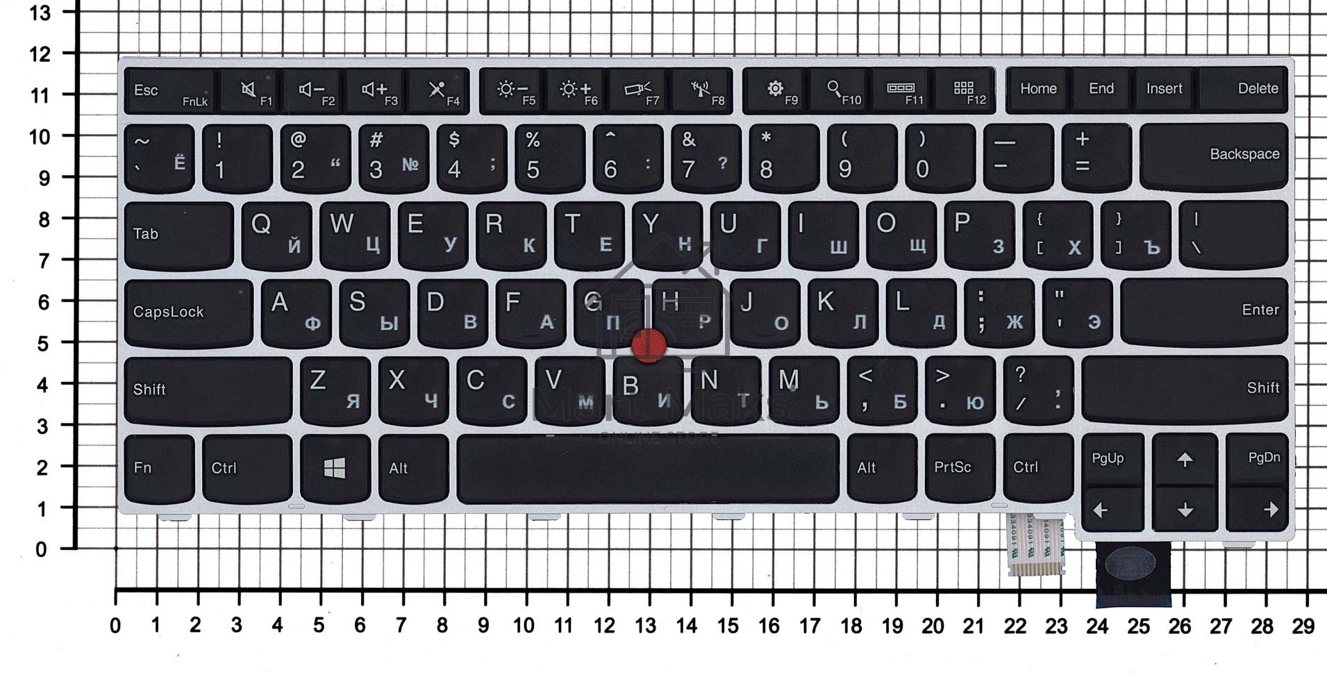 Клавиатура для ноутбука Lenovo Thinkpad T460S T470S черная с серебристой рамкой