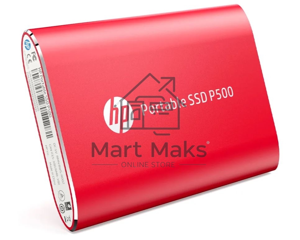 Портативный твердотельный накопитель HP P500, USB 3.2 gen.2 / USB Type-C / USB Type-A, OTG, 1 ТБ, R420/W260, красный