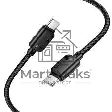 Кабель USB2.0 Hoco Type-C/Type-C, 3А, 60Вт, нейлоновая оплетка, X113, 1м, черный, коробка