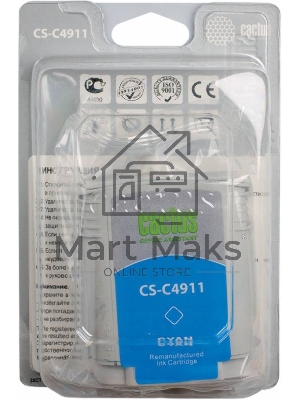 Картридж струйный Cactus CS-C4911 №82 голубой (72 мл) для HP Design Jet 500/800C