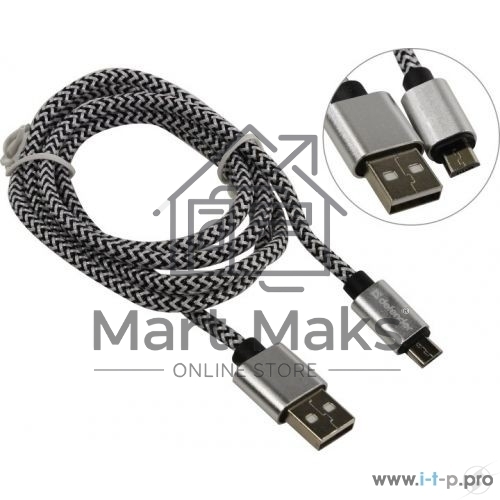 Кабель USB08-03T PRO USB2.0 белый, AM-MicroBM, 1m, 2.1A (87803)
