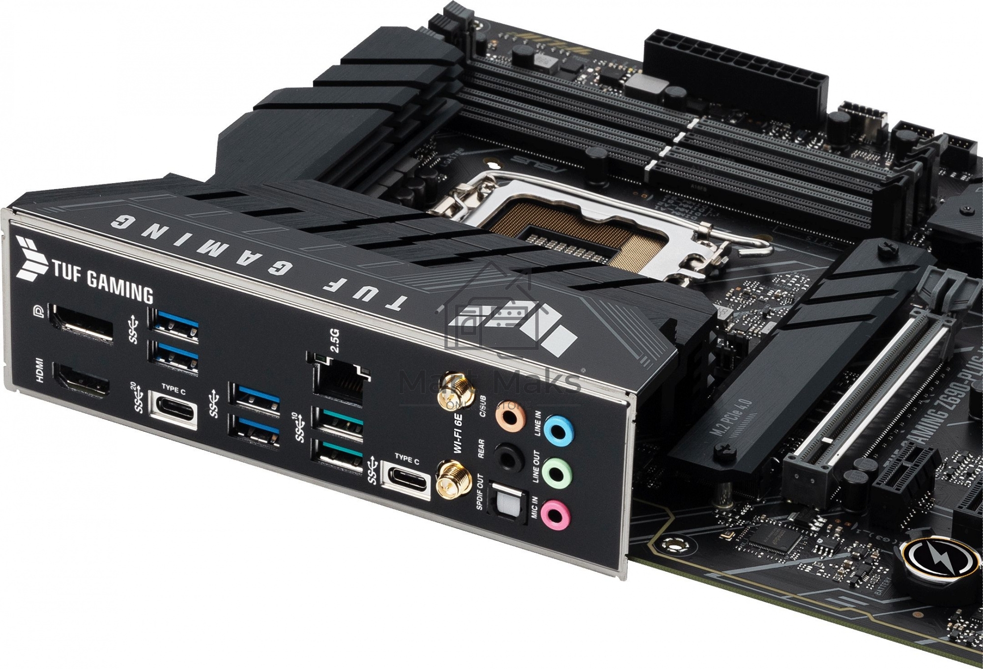 Материнская плата ASUS TUF GAMING Z690-PLUS WIFI, LGA1700, Z690, 4*DDR5, DP+HDMI, CrossFireX, SATA3 + RAID, Audio, Gb LAN, USB 3.2*8, USB 2.0*2, COM*1 header (w/o cable), ATX; 90MB18V0-M0EAY0