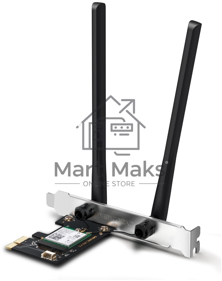 Сетевой адаптер Wi-Fi + Bluetooth Mercusys MA80XE AX3000 PCI Express (ант.внеш.несъем.) 2ант.