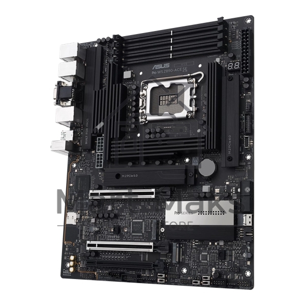 Материнская плата ASUS PRO WS Z890-ACE SE, LGA1851, Intel Z890, 4xDDR5, 4xM.2, 8xSATA, 2xPCIe 5.0 x16, 1xPCIe 4.0 x4, 1xHDMI, 1xThunderbolt 4 (USB-C), 1xVGA, 1x10Gb LAN, 1x2.5Gb LAN, 6xUSB-A 10Gbps, 1xUSB-C 20Gbps, 2x3.5 мм аудио, 7.1, ATX