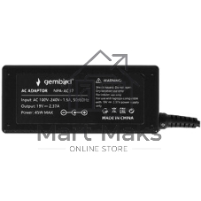 Блок питания Gembird для ноутбуков ACER, ASUS NPA-AC37, 19В/2.37А, 45Вт, штекер 3х1.1мм, коробка