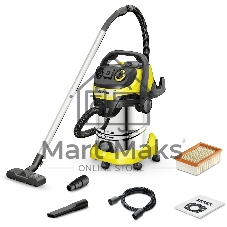 Строительный пылесос Karcher WD 6 P S V-30/8/35/T (YSY) желтый, 300/1300 Вт, уборка сухая/сбор воды, пылесборник мешок/контейнер, 30 л