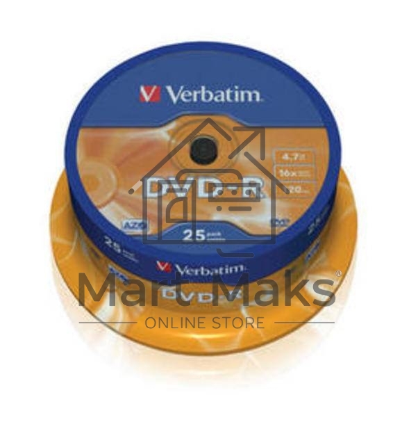 Диск DVD-R Verbatim 4.7Gb 16x Cake Box (25шт) (43522)