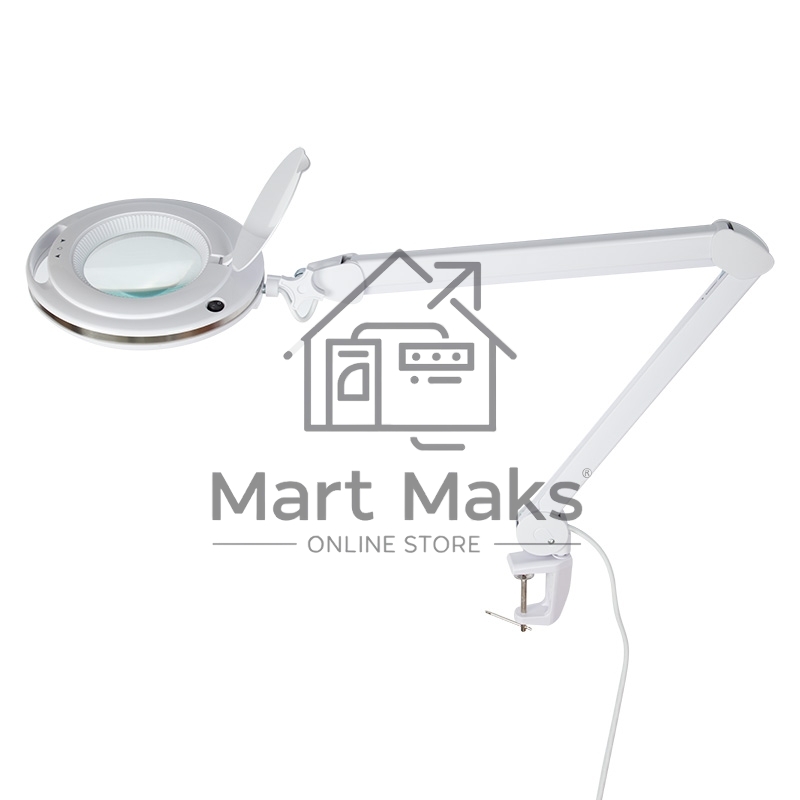 Лупа на струбцине Rexant, круглая, 3D, с подсветкой 60 LED, сенсорный регулятор яркости, белая 31-0531