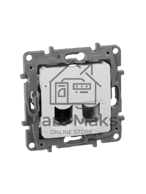Розетка ETIKA RJ11+RJ45 кат. 5 UTP, белый ETIKA Розетка RJ11+RJ45 кат. 5 UTP, белый