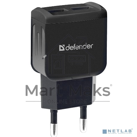 Сетевой адаптер Defender UPC-21 2xUSB,5V/2.1А кабель microUSB