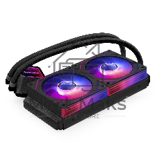 Комплект водяного охлаждения ExeGate BlackWater-240.PRISM.PWM.ARGB.Black (3 PIN 5V ADDRESSABLE RGB подсветка, LGA1954/1851/1700/1200/115x/2066/2011/AM5/AM4, TDP 260W, 2x Fan 120mm 4pin PWM 600-1800RPM Hydro bearing, помпа 3pin 2700RPM, макс. шум 37db, с термопастой, на винтах, черный, RET)
