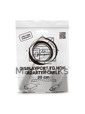 Переходник DisplayPort ->; HDMI Cablexpert A-DPM-HDMIF-002-W 20M/19F, белый, пакет (078733)