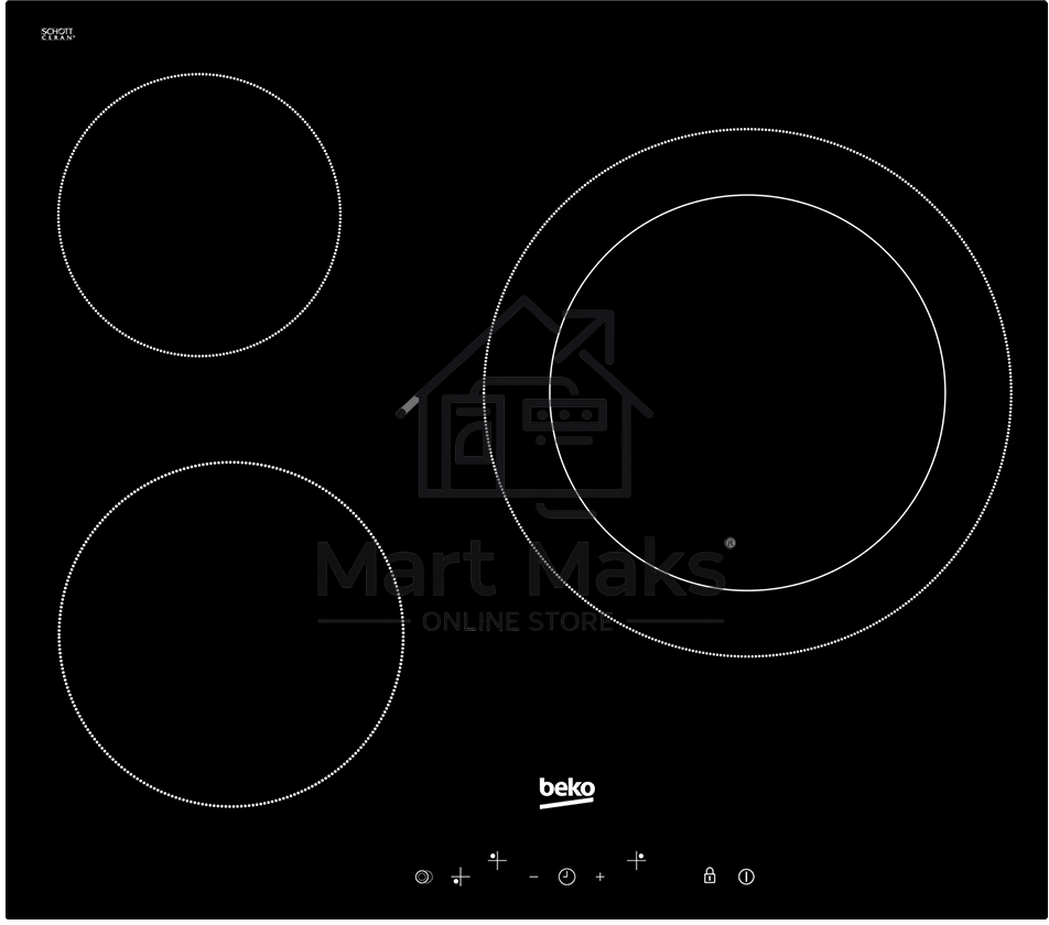Встраиваемая электрическая варочная поверхность Beko HIC 63401 T, Черный