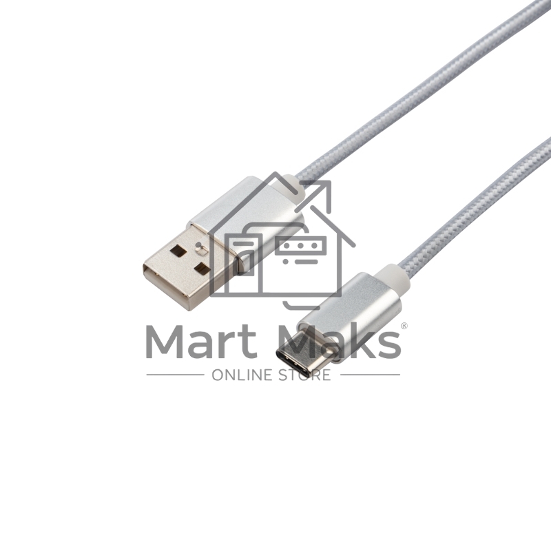 Кабель USB-Type-C/2A/nylon/silver/1m/Rexant