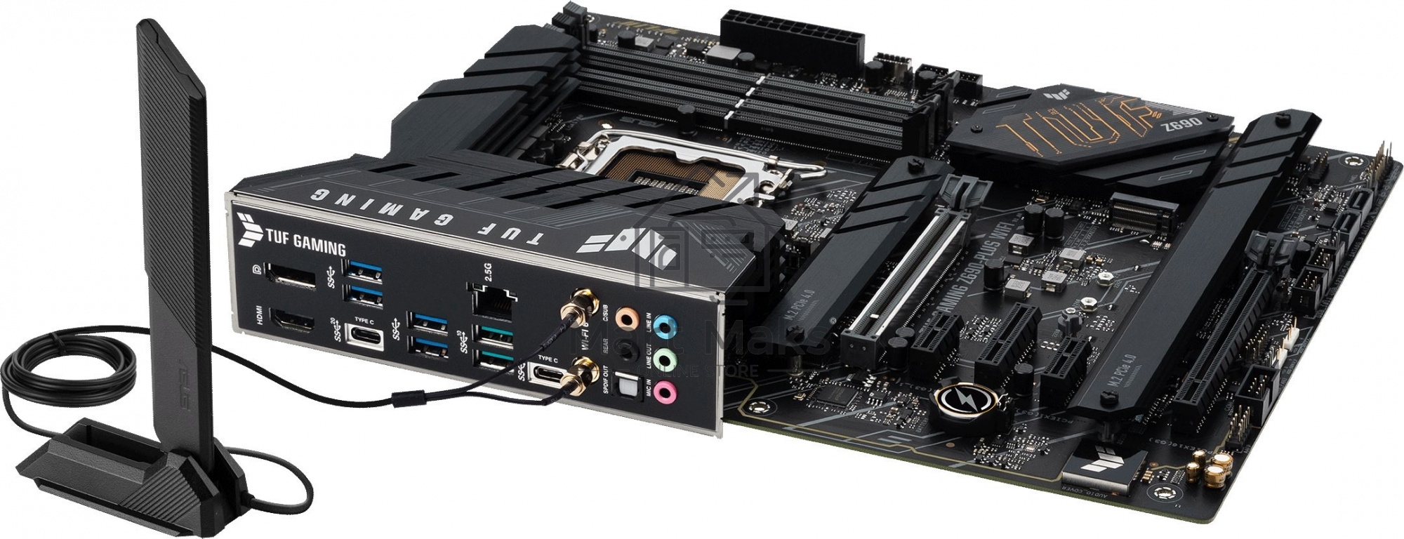 Материнская плата ASUS TUF GAMING Z690-PLUS WIFI, LGA1700, Z690, 4*DDR5, DP+HDMI, CrossFireX, SATA3 + RAID, Audio, Gb LAN, USB 3.2*8, USB 2.0*2, COM*1 header (w/o cable), ATX; 90MB18V0-M0EAY0
