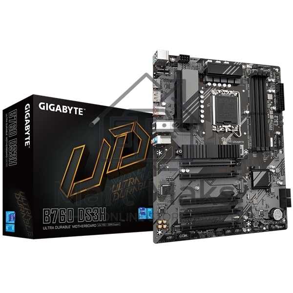 Материнская плата Gigabyte B760 DS3H, LGA 1700, Intel B760, 4xDDR5, 4xSATA, 2xM.2, 1xPCIe 4.0 x16, 4xPCIe 3.0 x1, 1xHDMI, 1xDP, 1x 1Gb LAN, 1xUSB 3.2 Gen 2, 1xUSB 3.2 Gen 2x2, 4xUSB 2.0, 3x3.5 мм, 7.1, ATX
