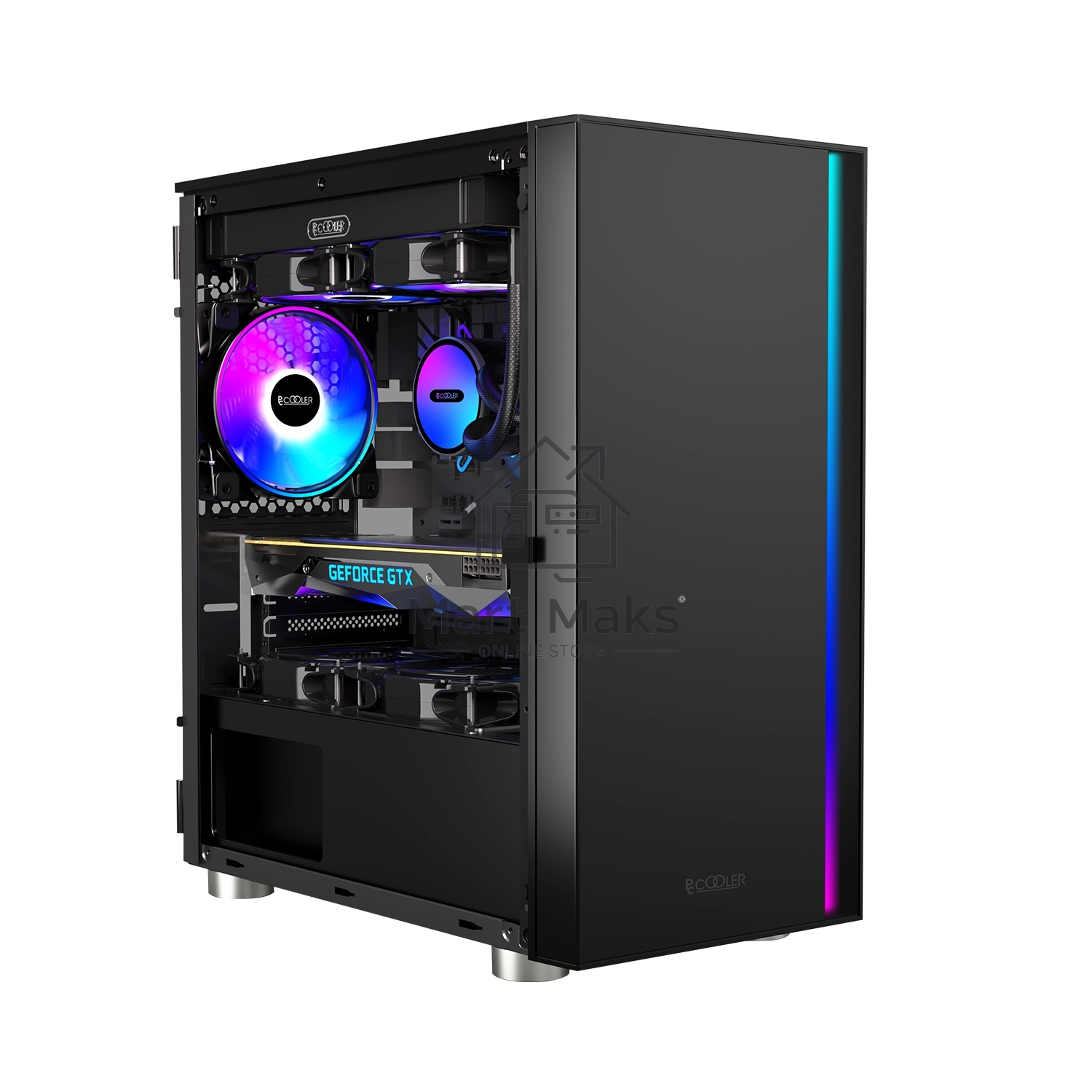 Компьютерный корпус без блока питания PCCOOLER LM300 ARGB BK, Flat Mid Tower, Black, TG, 0.45 SPCC, 1x120mm mATX, mITX 170/330/150mm 2x2.5