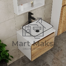 Комплект для ванной, 4 предмета (тумба Bau Dream 60 + раковина BAU 48х37, белая + смеситель Hotel Black, выпуск клик-клак, черный)