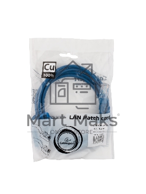 Патч-корд медный UTP Cablexpert PP10-1.5M/B кат.5e, 1.5м, литой, многожильный (синий)