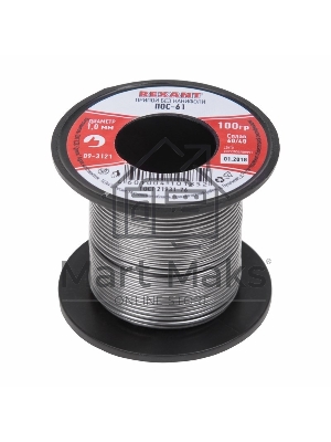 Припой катушка ПОС-61 без канифоли ( 1,0 мм, 100 г) 09-3121 Rexant