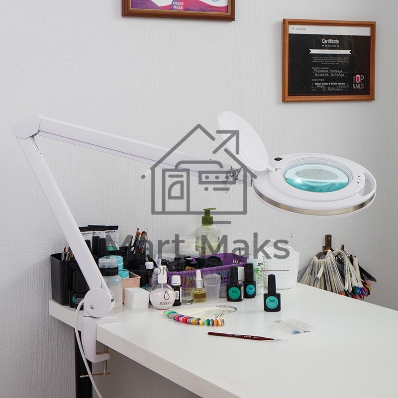 Лупа на струбцине Rexant, круглая, 3D, с подсветкой 60 LED, сенсорный регулятор яркости, белая 31-0531