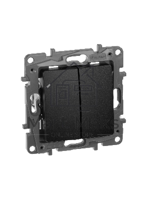 Переключатель 2клавишный 10AX, антрацит ETIKA 