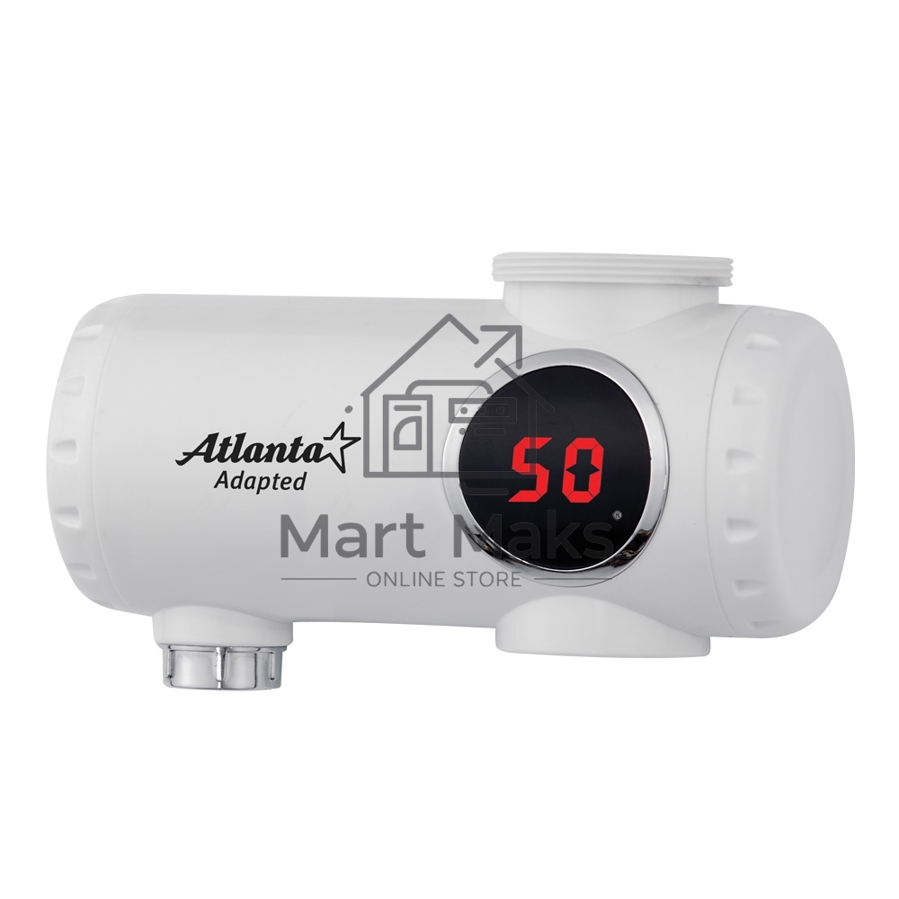 Водонагреватель Atlanta, ATH-7425 белый, проточный 2000Вт, Мгновенный нагрев потока в диапазоне 30-85 °C, Автоматическое гидравлическое управление, Защита от сухого включения ТЭНа, Работает в водопроводных сетях с давлением от 0,05 до 0,5 МPa, защита от п