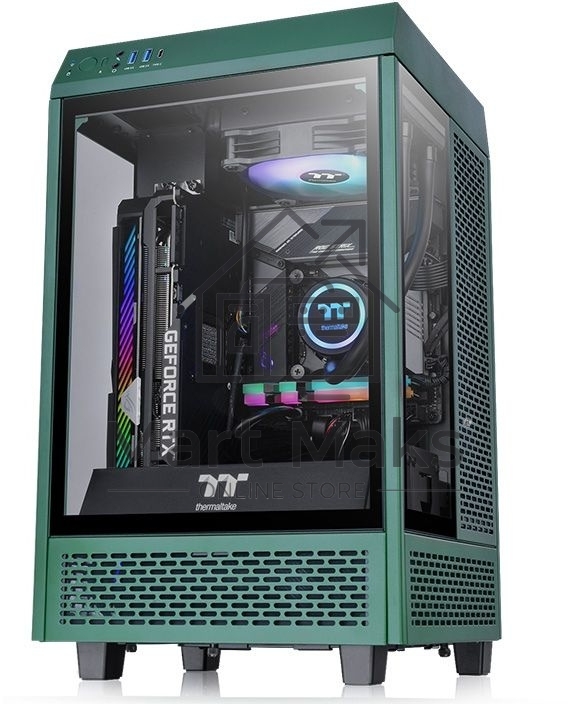 Компьютерный корпус Thermaltake The Tower 100 Racing Green без БП miniITX 1x120мм 3x140мм 2xUSB 3.0 audio bott PSU