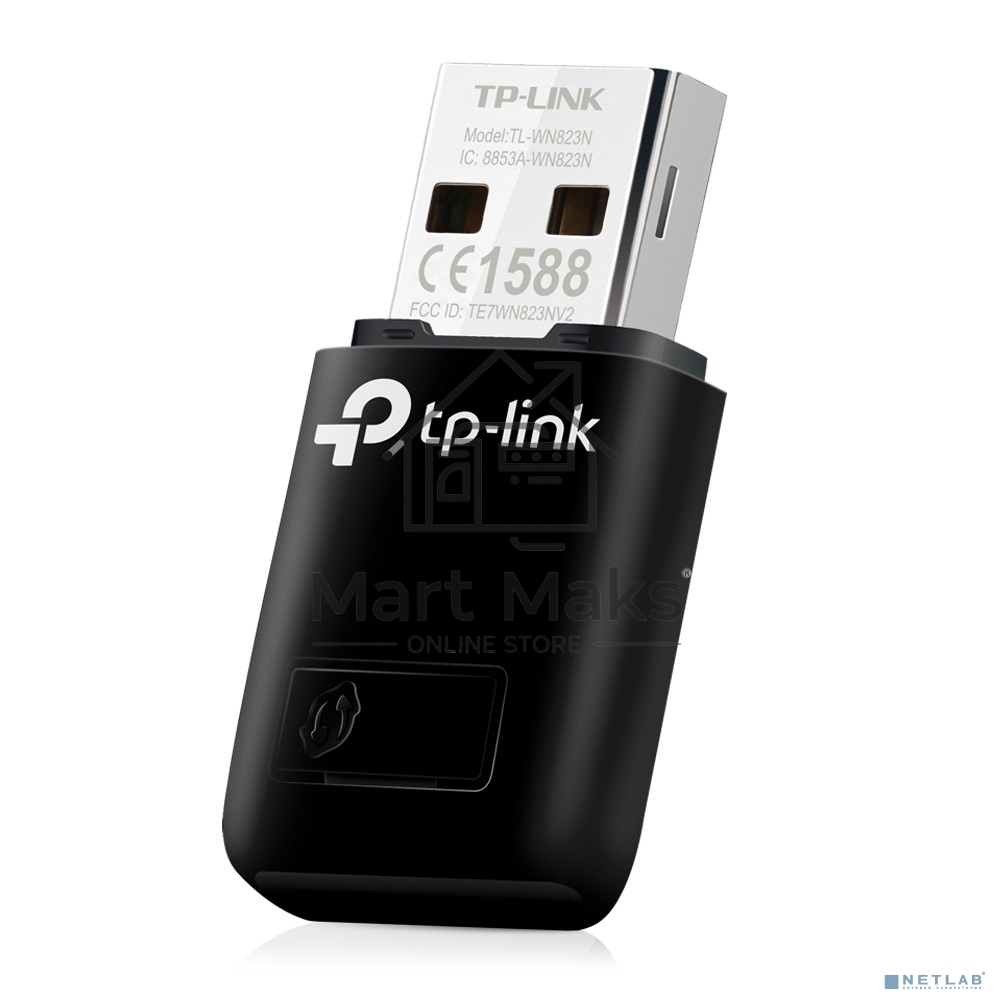 Сетевой адаптер TP-Link SOHO TL-WN823N Беспроводной USB мини адаптер 300Мбит/с стандарта N c кнопкой QSS(Realtec)