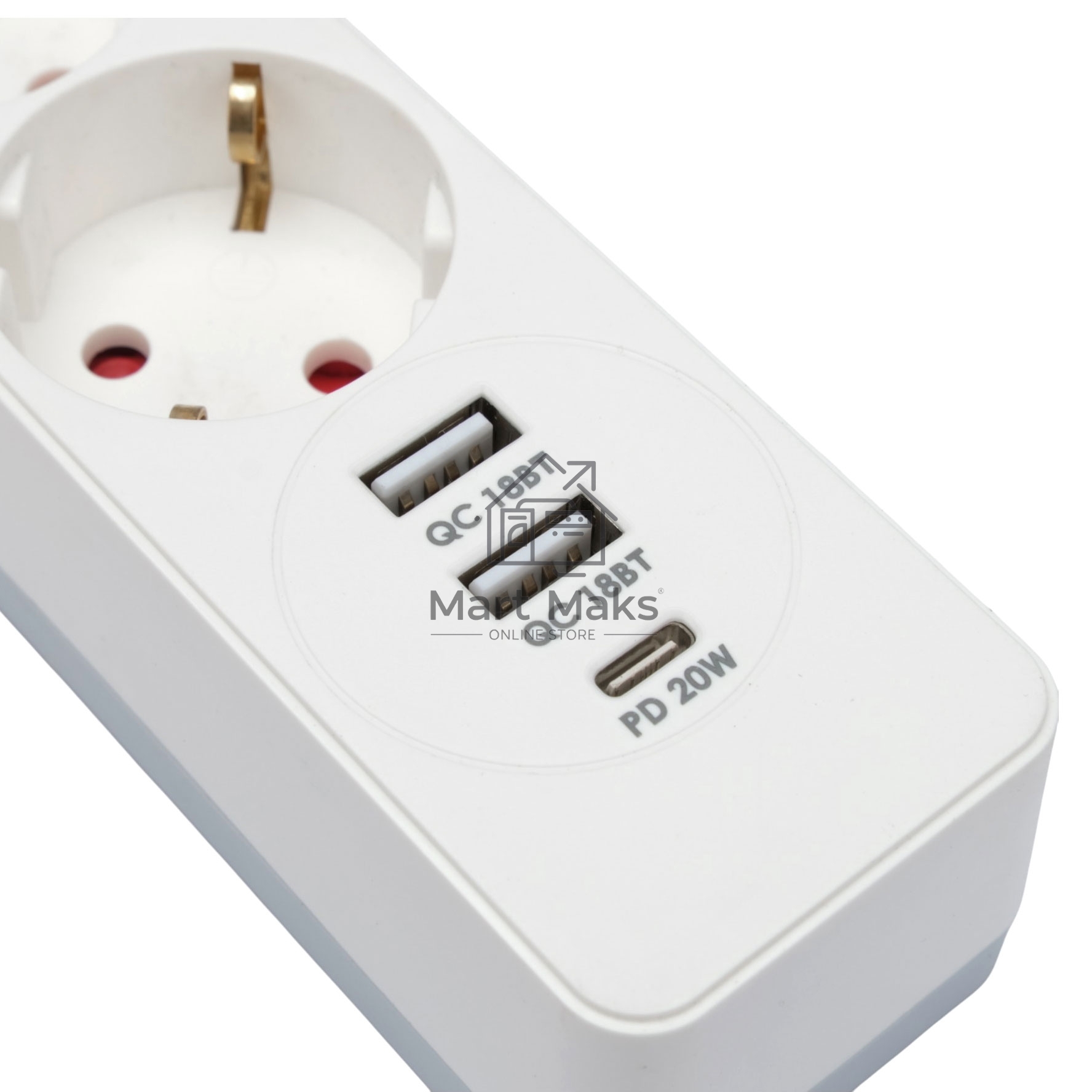 Сетевой фильтр Гарнизон EPS-OP-4-CU2-W-2 2.0 Мультипорт 4р, 10А, 1xType-C PD, 2 х USB QC, 4м, ур.защиты 4+, белый, пак(21449)