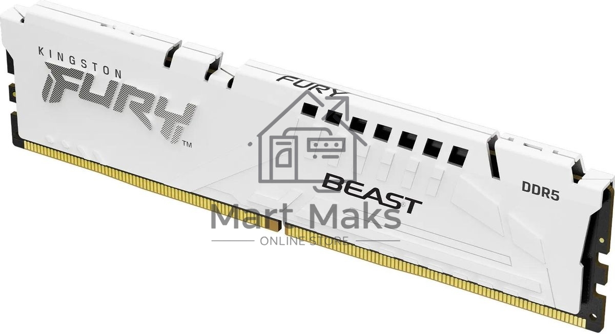 Оперативная память Kingston Fury Beast, DDR5, 32GB (1x32GB), 5200MHz, CL36, DIMM, радиатор, белый