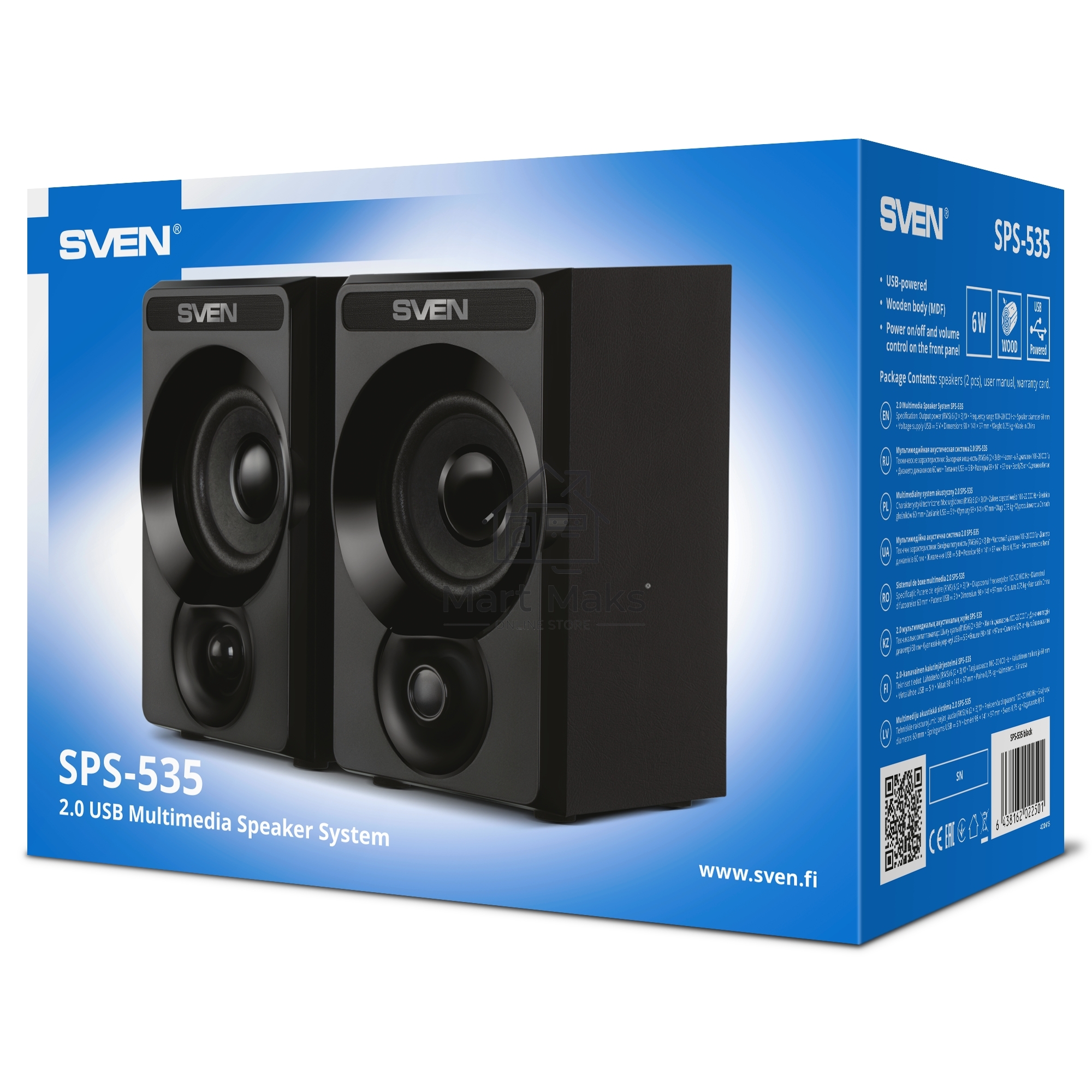 Колонки Sven SPS-535, черный, акустическая система 2.0, USB, мощность 2x3 Вт(RMS)