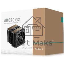 Кулер для процессора DEEPCOOL AK620 G2 LGA1851/1700/1200/115X/AM5/AM4 (8шт/кор, TDP 260W, PWM, DUAL Fan 120мм, 6 тепл. трубок, Copper Base, Wood-grain top cover, черный) RET (R-AK620G2-BKNNMN-GJD)