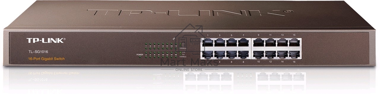 Коммутатор TP-Link SMB TL-SG1016 Коммутатор 16-port Gigabit Switch, 1U 19-inch rack-mountable steel case